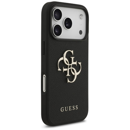 Deksel for Apple iPhone 17 Pro, Guess, 4G Grained Big and Classic Logo, Svart