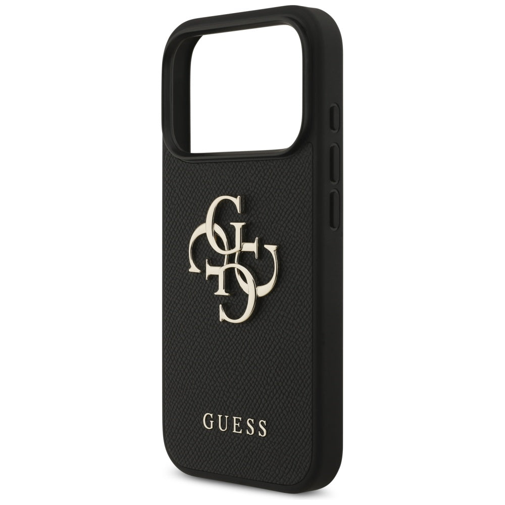 Deksel for Apple iPhone 17 Pro, Guess, 4G Grained Big and Classic Logo, Svart