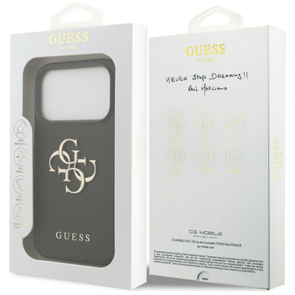 Deksel for Apple iPhone 17 Pro, Guess, 4G Grained Big and Classic Logo, Svart