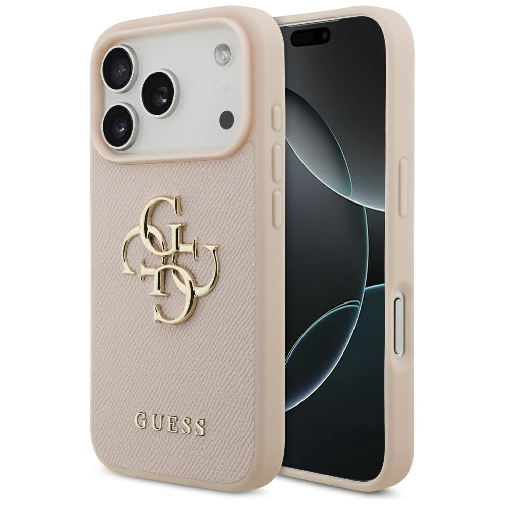 Deksel for Apple iPhone 17 Pro, Guess, 4G Grained Big and Classic Logo, Rosa