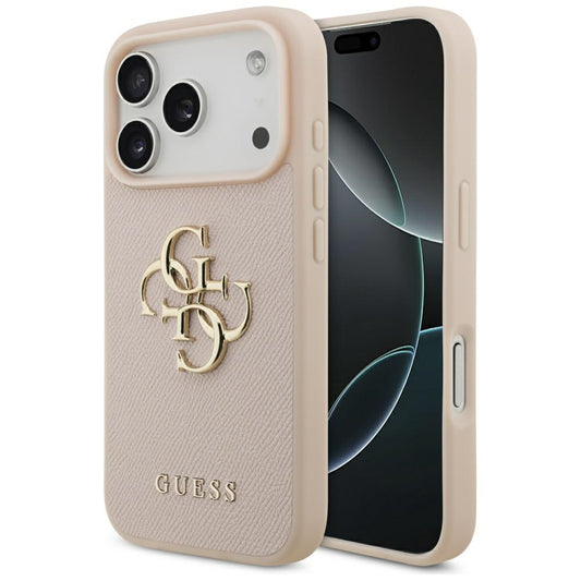 Deksel for Apple iPhone 17 Pro, Guess, 4G Grained Big and Classic Logo, Rosa