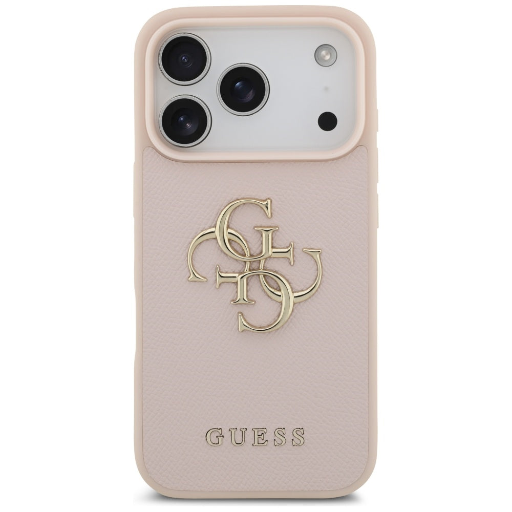 Deksel for Apple iPhone 17 Pro, Guess, 4G Grained Big and Classic Logo, Rosa
