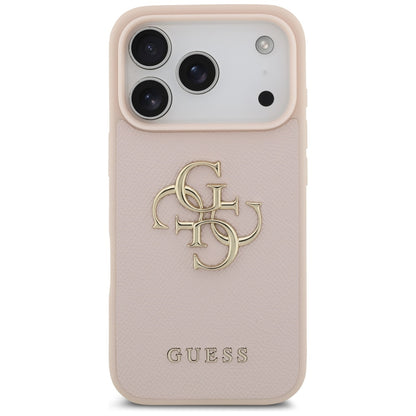 Deksel for Apple iPhone 17 Pro, Guess, 4G Grained Big and Classic Logo, Rosa
