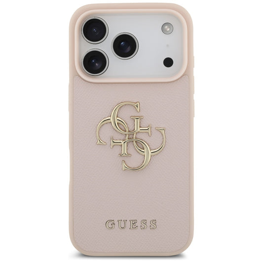Deksel for Apple iPhone 17 Pro, Guess, 4G Grained Big and Classic Logo, Rosa