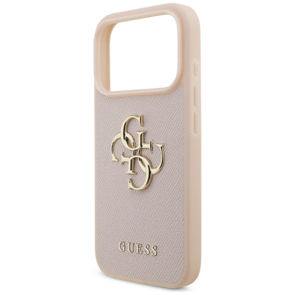 Deksel for Apple iPhone 17 Pro, Guess, 4G Grained Big and Classic Logo, Rosa