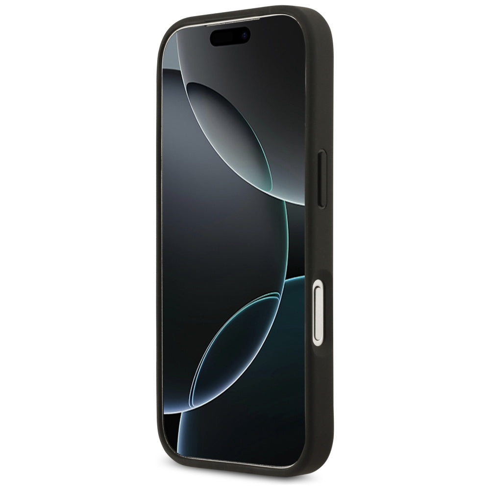 Deksel for Apple iPhone 17 Pro, Guess, 4G Grained Roses Big Logo, Svart