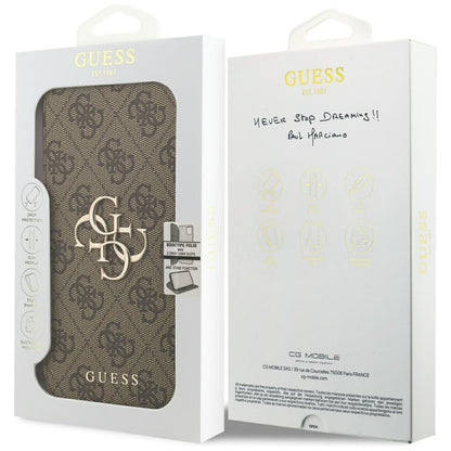Deksel for Apple iPhone 17 Pro, Guess, 4G Metal Logo, Brun
