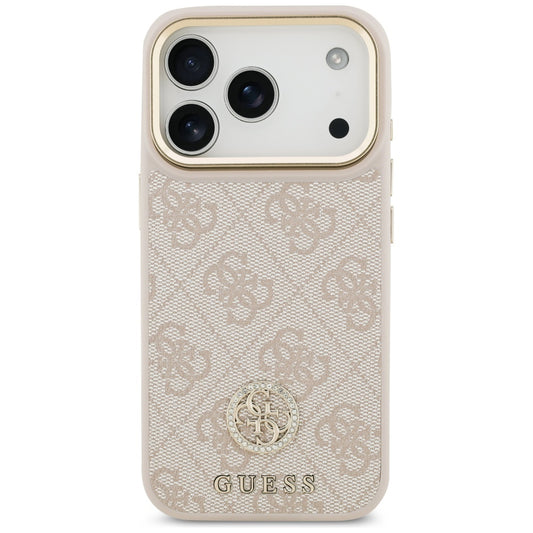 Deksel for Apple iPhone 17 Pro, Guess, 4G Strass Logo and Big Strap, Rosa