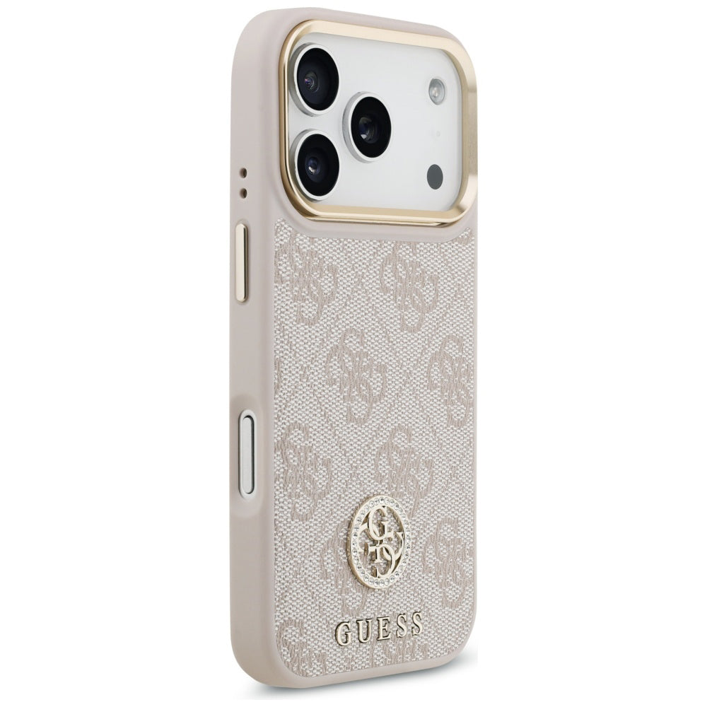 Deksel for Apple iPhone 17 Pro, Guess, 4G Strass Logo and Big Strap, Rosa
