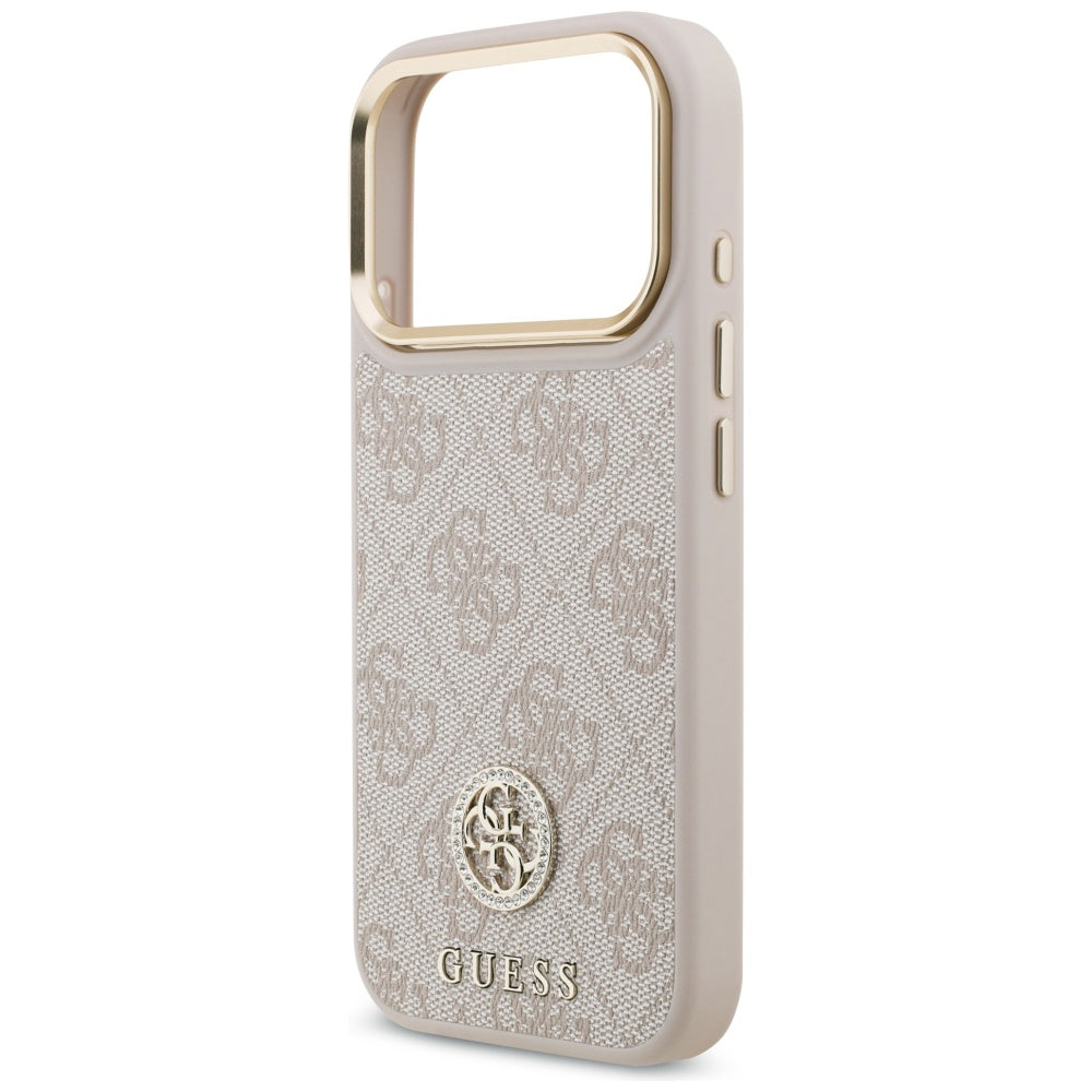 Deksel for Apple iPhone 17 Pro, Guess, 4G Strass Logo and Big Strap, Rosa