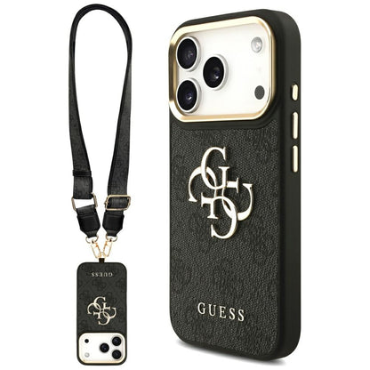 Deksel for Apple iPhone 17 Pro, Guess, Big 4G Classic Logo with Big Strap, Svart