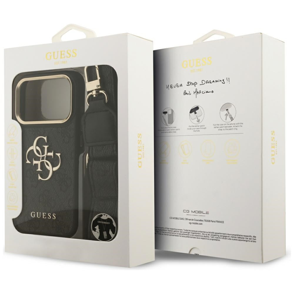 Deksel for Apple iPhone 17 Pro, Guess, Big 4G Classic Logo with Big Strap, Svart