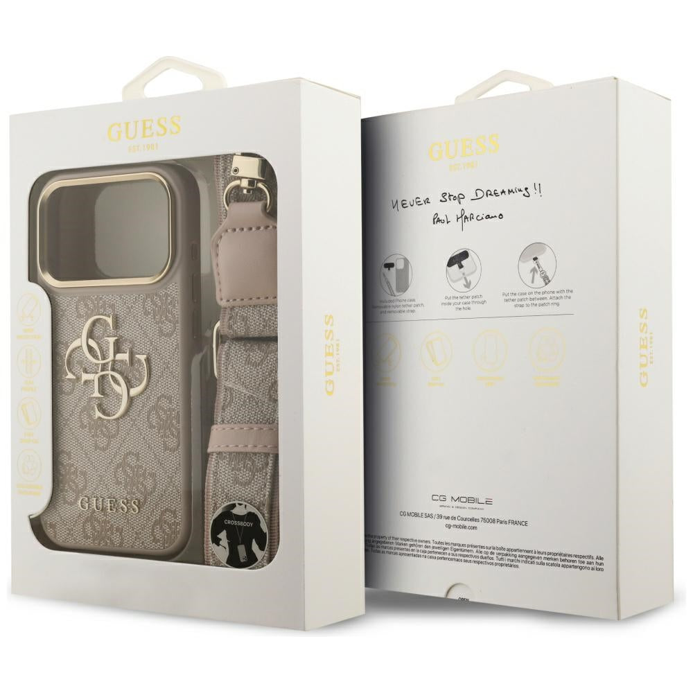 Deksel for Apple iPhone 17 Pro, Guess, Big 4G Classic Logo with Big Strap, Rosa