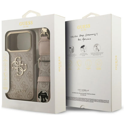 Deksel for Apple iPhone 17 Pro, Guess, Big 4G Classic Logo with Big Strap, Rosa