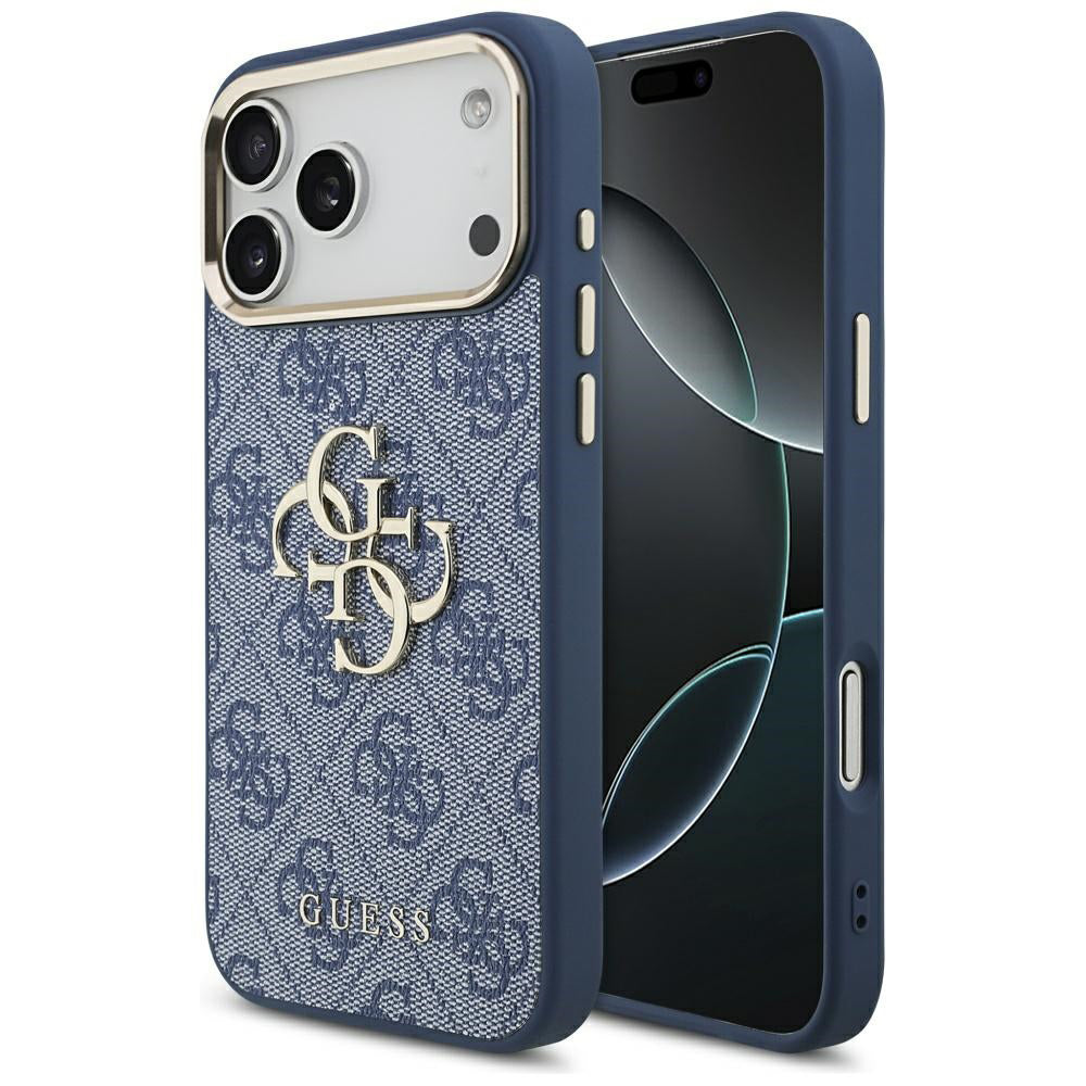 Deksel for Apple iPhone 17 Pro, Guess, Big 4G Logo Classic, Gullblå