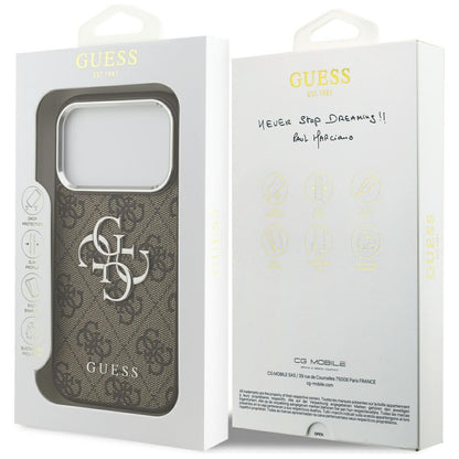 Deksel for Apple iPhone 17 Pro, Guess, Big 4G Logo Classic, Brun Sølv