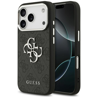 Deksel for Apple iPhone 17 Pro, Guess, Big 4G Logo Classic, Svart Sølv
