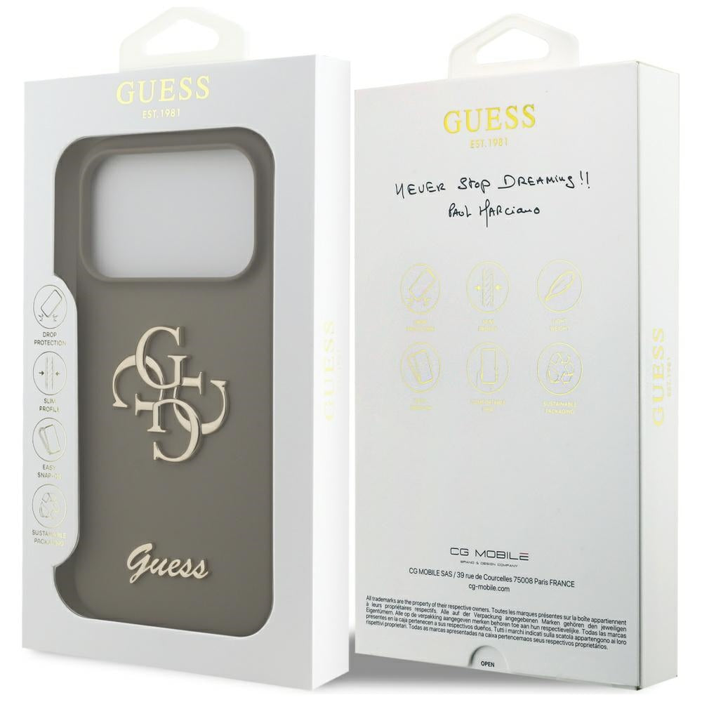 Deksel for Apple iPhone 17 Pro, Guess, Big 4G Script, Brun