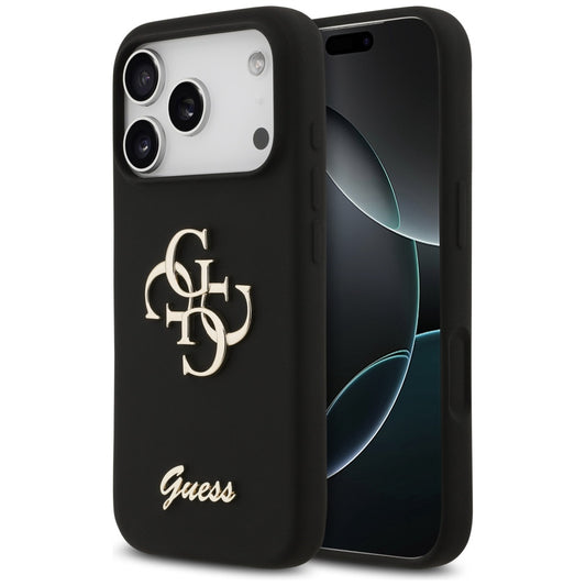 Deksel for Apple iPhone 17 Pro, Guess, Big 4G Script, Svart