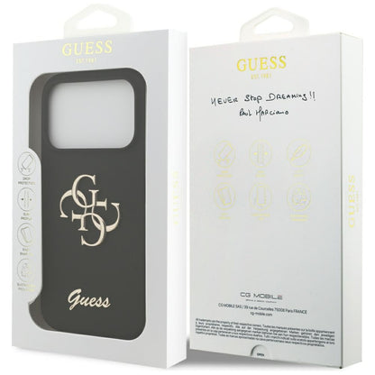 Deksel for Apple iPhone 17 Pro, Guess, Big 4G Script, Svart