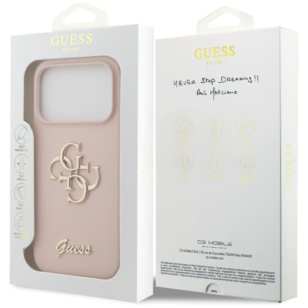 Deksel for Apple iPhone 17 Pro, Guess, Big 4G Script, Lys Rosa