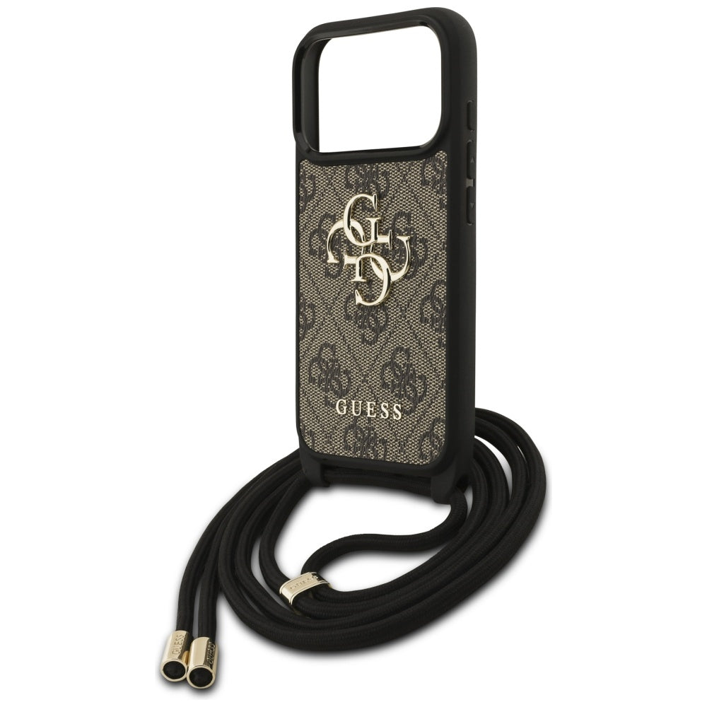 Deksel for Apple iPhone 17 Pro, Guess, Crossbody Cord 4G Big Log, Brun