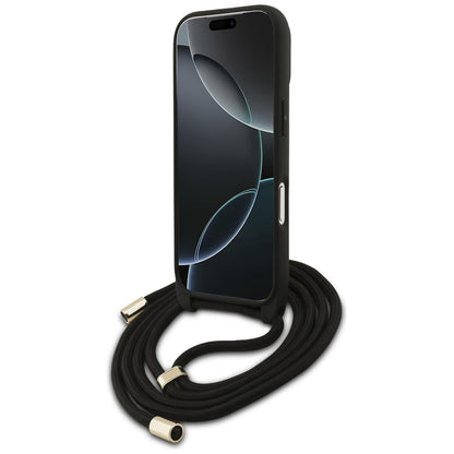 Deksel for Apple iPhone 17 Pro, Guess, Crossbody Cord 4G Big Log, Brun