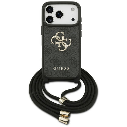 Deksel for Apple iPhone 17 Pro, Guess, Crossbody Cord 4G Big Log, Svart