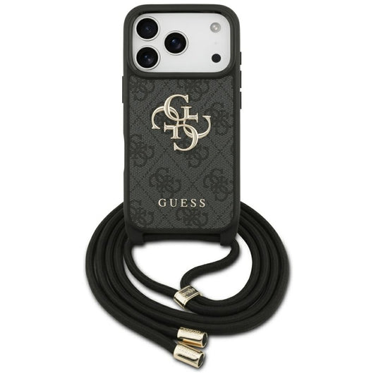 Deksel for Apple iPhone 17 Pro, Guess, Crossbody Cord 4G Big Log, Svart