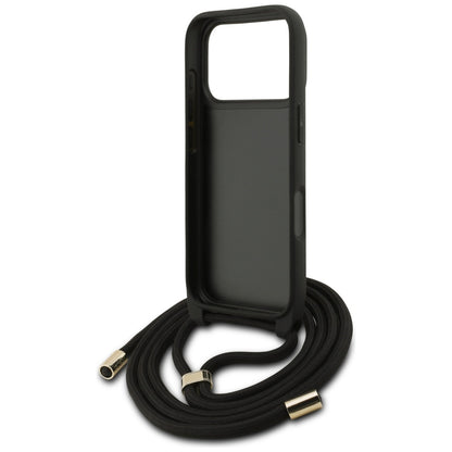 Deksel for Apple iPhone 17 Pro, Guess, Crossbody Cord 4G Big Log, Svart