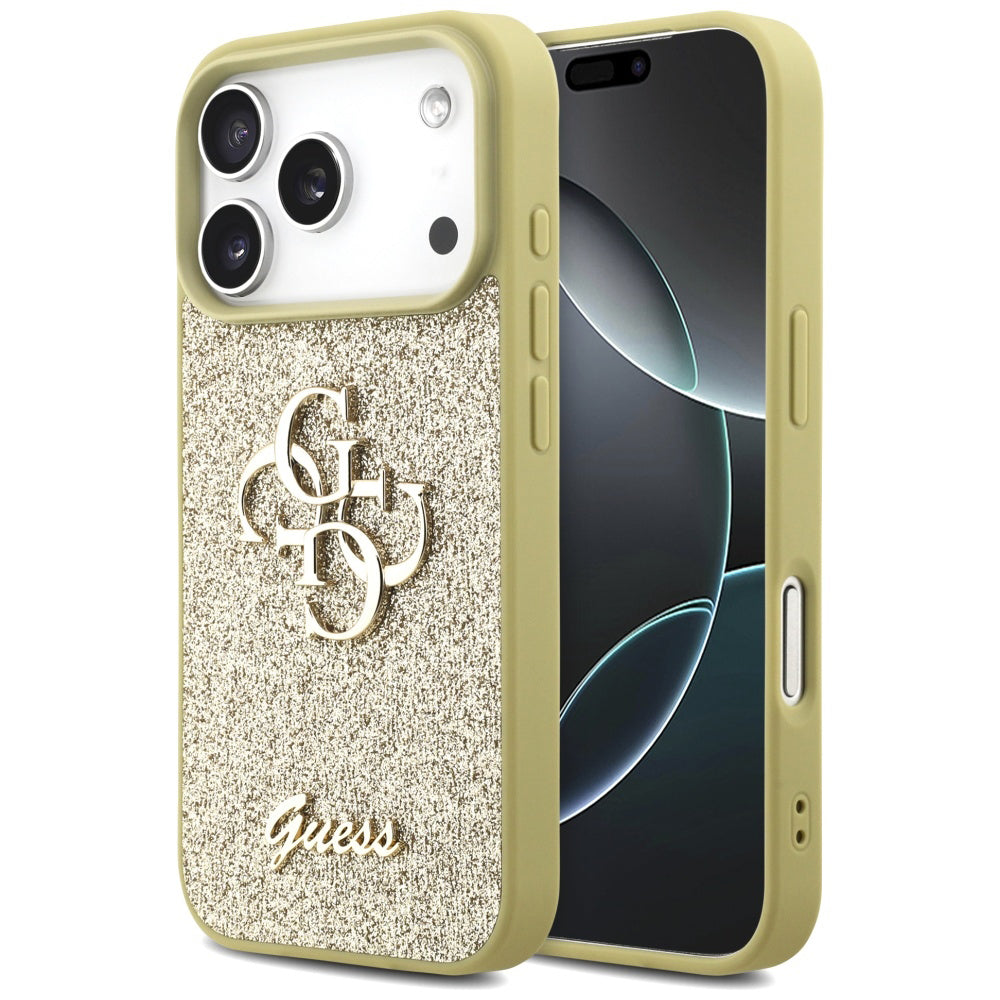 Deksel for Apple iPhone 17 Pro, Guess, Fixed Glitter Big 4G, Gull