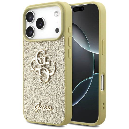 Deksel for Apple iPhone 17 Pro, Guess, Fixed Glitter Big 4G, Gull