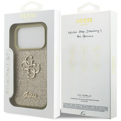 Deksel for Apple iPhone 17 Pro, Guess, Fixed Glitter Big 4G, Gull