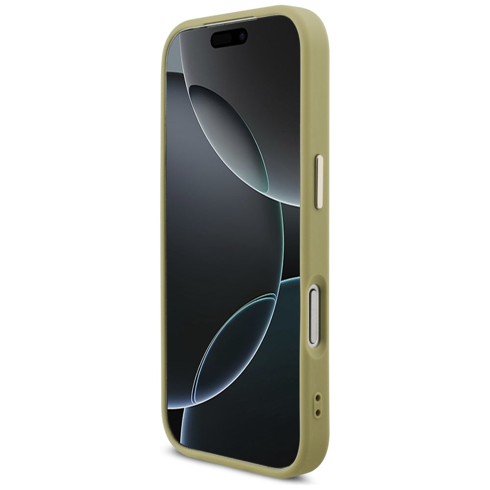 Deksel for Apple iPhone 17 Pro, Guess, Fixed Glitter Big 4G Metal Frame, Gull
