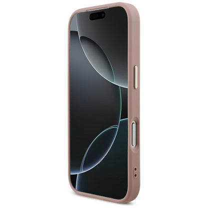 Deksel for Apple iPhone 17 Pro, Guess, Fixed Glitter Big 4G Metal Frame, Rosa