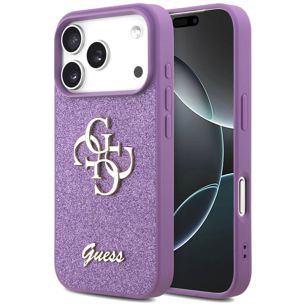 Deksel for Apple iPhone 17 Pro, Guess, Fixed Glitter Big 4G, Lilla