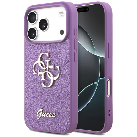 Deksel for Apple iPhone 17 Pro, Guess, Fixed Glitter Big 4G, Lilla