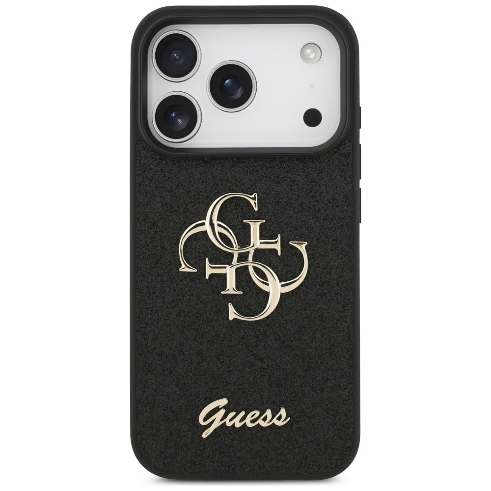 Deksel for Apple iPhone 17 Pro, Guess, Fixed Glitter Big 4G, Svart