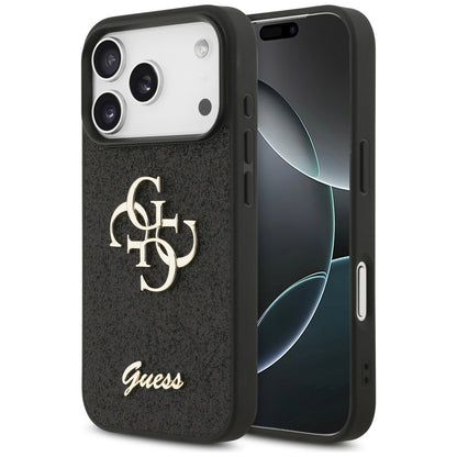 Deksel for Apple iPhone 17 Pro, Guess, Fixed Glitter Big 4G, Svart