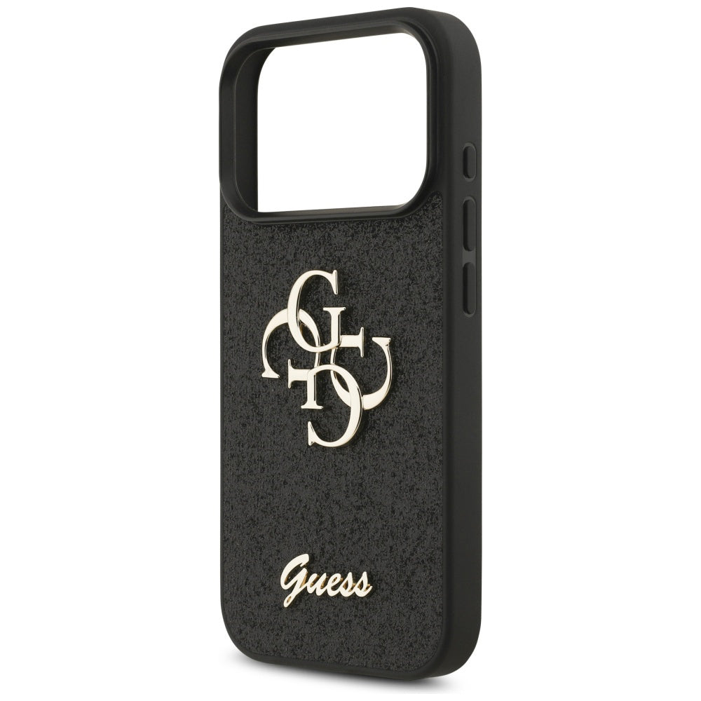 Deksel for Apple iPhone 17 Pro, Guess, Fixed Glitter Big 4G, Svart