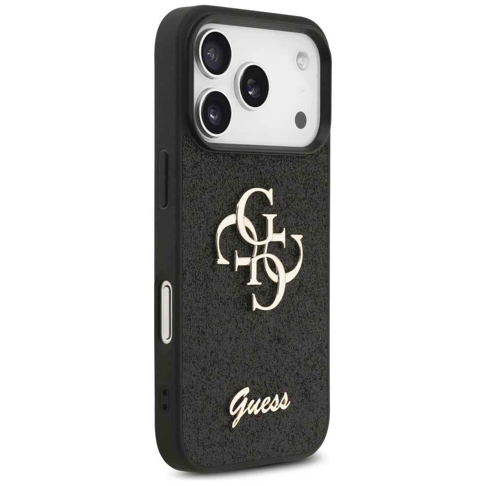 Deksel for Apple iPhone 17 Pro, Guess, Fixed Glitter Big 4G, Svart