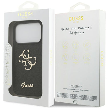 Deksel for Apple iPhone 17 Pro, Guess, Fixed Glitter Big 4G, Svart