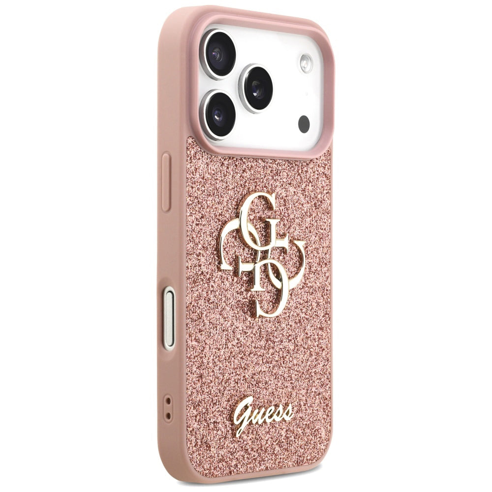 Deksel for Apple iPhone 17 Pro, Guess, Fixed Glitter Big 4G, Rosa