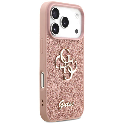 Deksel for Apple iPhone 17 Pro, Guess, Fixed Glitter Big 4G, Rosa