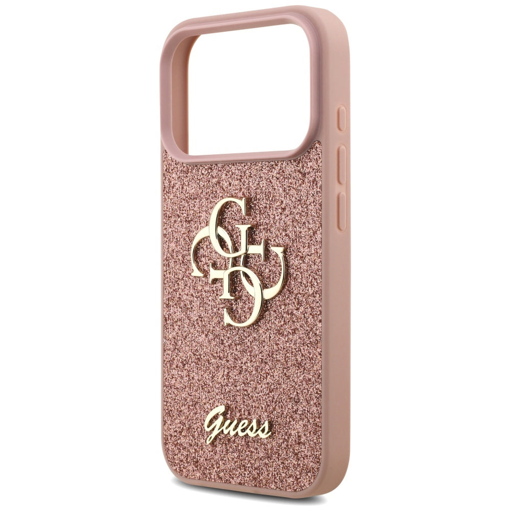 Deksel for Apple iPhone 17 Pro, Guess, Fixed Glitter Big 4G, Rosa