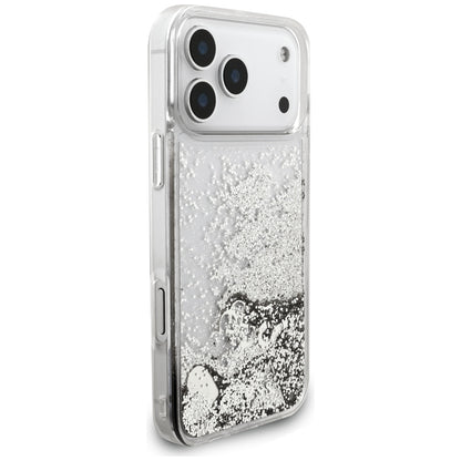 Deksel for Apple iPhone 17 Pro, Guess, Liquid Glitter Charms, Sølvfarget