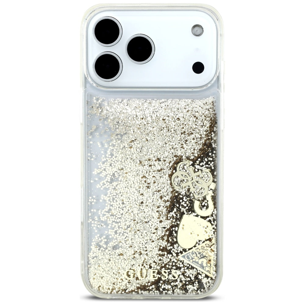 Deksel for Apple iPhone 17 Pro, Guess, Liquid Glitter Charms, Gull
