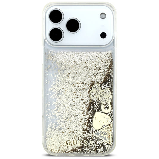 Deksel for Apple iPhone 17 Pro, Guess, Liquid Glitter Charms, Gull