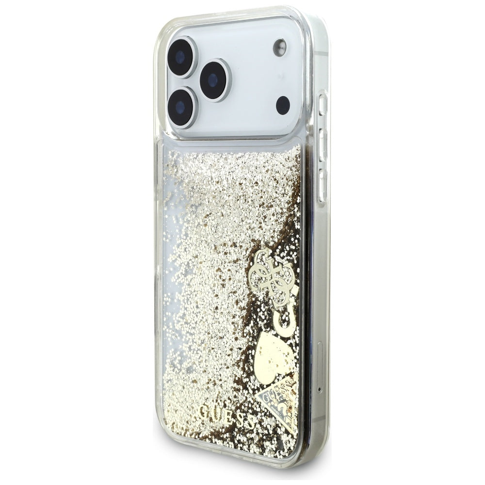 Deksel for Apple iPhone 17 Pro, Guess, Liquid Glitter Charms, Gull