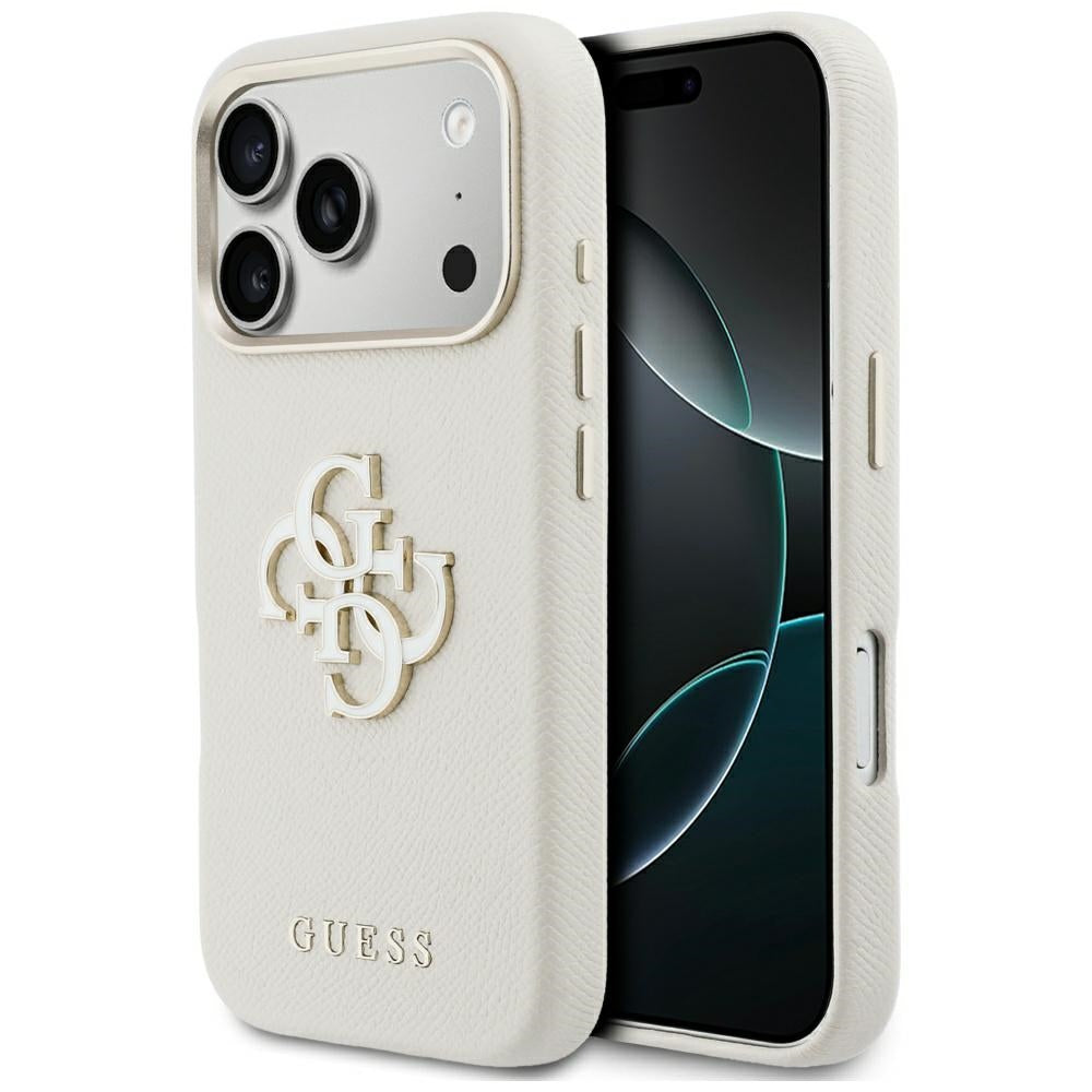 Deksel for Apple iPhone 17 Pro, Guess, Resin Logo, Beige